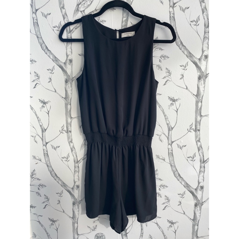 Aritzia BABATON Elastic Waist Black Romper XS